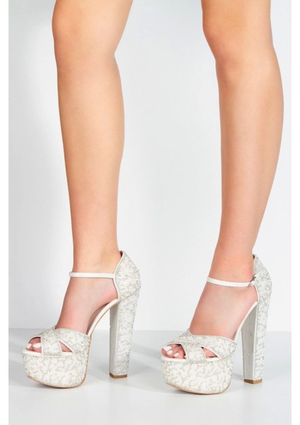 Gold Sultan Full İnci Taşlı Çapraz Model Klasik Topuklu Platformlu Kadın Abiye Ayakkabı Şık fiyatları