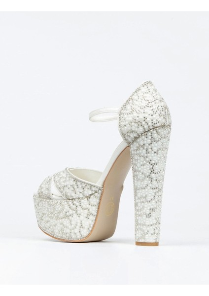 Gold Sultan Full İnci Taşlı Çapraz Model Klasik Topuklu Platformlu Kadın Abiye Ayakkabı Şık fırsatları