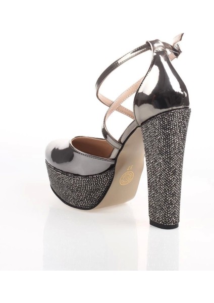 Kadın Moda Şık Platin Ayna Taşlı Topuklu Zarif Tasarım Düğün Nişan Gece Abiye Ayakkabısı modelleri