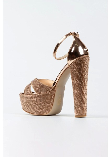 Gold Ayna Janjan Taşlı Çapraz Model Klasik Topuklu Platformlu Kadın Abiye Ayakkabı Kadın Topuklu Şık fırsatları