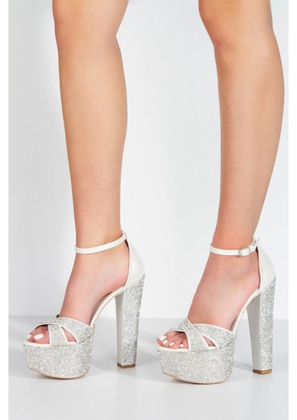 Gold Ayna Janjan Taşlı Çapraz Model Klasik Topuklu Platformlu Kadın Abiye Ayakkabı Kadın Topuklu Şık fiyatları