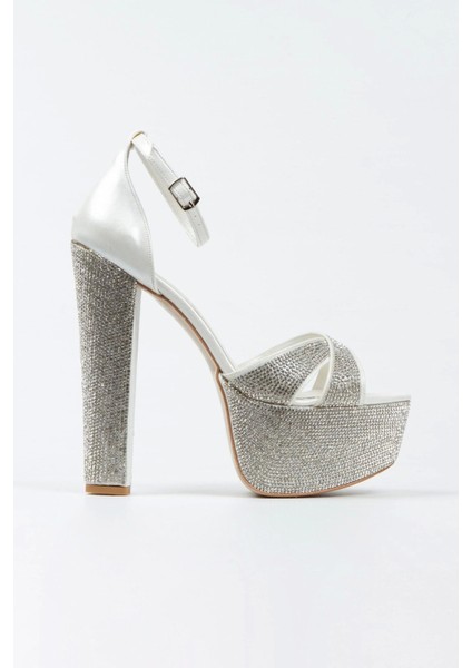 Gold Ayna Janjan Taşlı Çapraz Model Klasik Topuklu Platformlu Kadın Abiye Ayakkabı Kadın Topuklu Şık modelleri