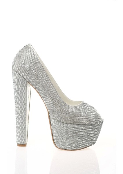 Kadın Gümüş Full Taş Yüksek Topuk Abiye Ayakkabı Kadın Topuklu Şık Gece Ayakkabısı modelleri
