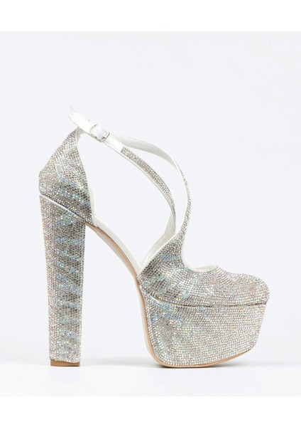 Gold Sultan Çift Renk Taşlı Klasik Topuklu Platformlu Kadın Abiye Ayakkabı Kadın Topuklu Şık modelleri