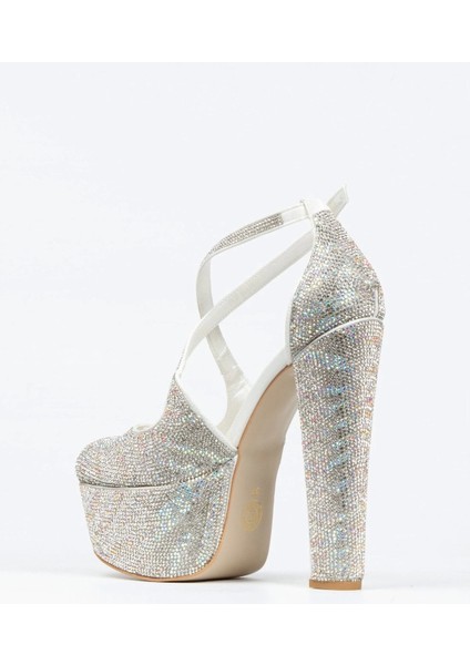 Gold Sultan Çift Renk Taşlı Klasik Topuklu Platformlu Kadın Abiye Ayakkabı Kadın Topuklu Şık fırsatları