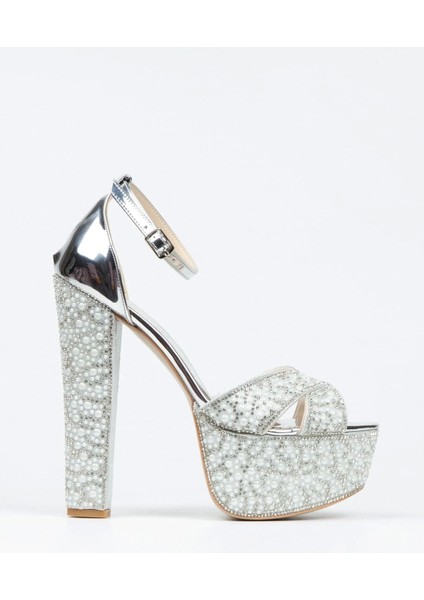 Rose Ayna Full İnci Taşlı Çapraz Model Klasik Topuklu Platformlu Kadın Abiye Ayakkabı Kadın Topuklu modelleri