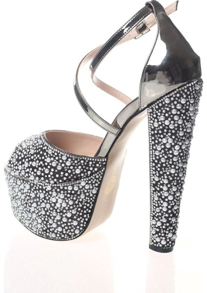 Kadın Gold Ayna Full İnci Taş Kadın Abiye Ayakkabı Kadın Topuklu Şık Gece Ayakkabısı fırsatları