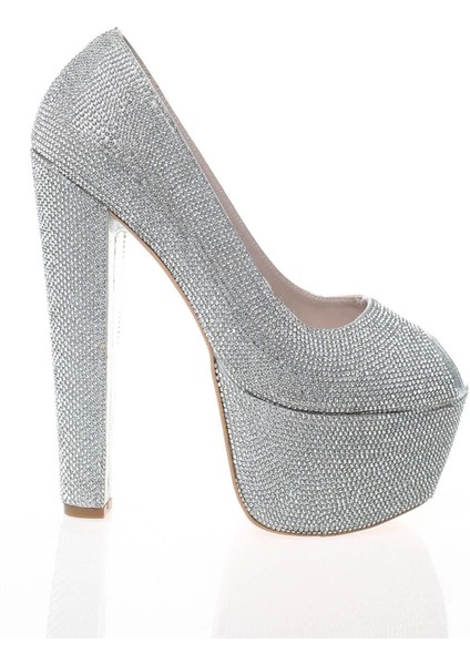 Kadın Gümüş Full Taş Yüksek Topuk Abiye Ayakkabı Kadın Topuklu Şık Gece Ayakkabısı modelleri