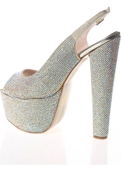Kadın Gold Full Taş Yüksek Topuk Abiye Ayakkabı Kadın Topuklu Şık Gece Ayakkabısı fırsatları