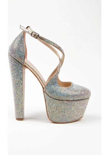 Gold Janjan Full Taş Topuklu Kadın Abiye Ayakkabı Kadın Topuklu Şık Gece Ayakkabısı fiyatları