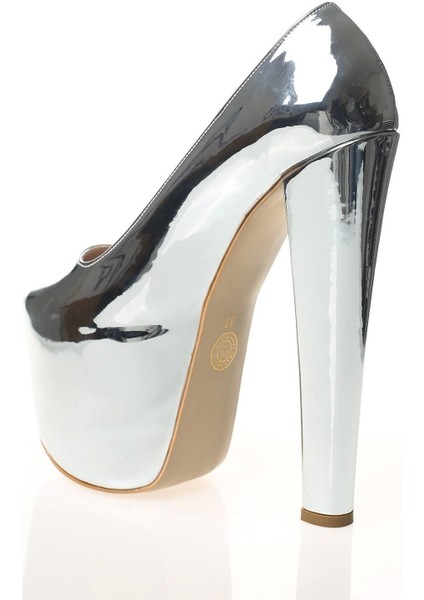 Kadın Gold Ayna Yüksek Topuk Abiye Ayakkabı Kadın Topuklu Şık Gece Ayakkabısı Zarif Tasarım fırsatları