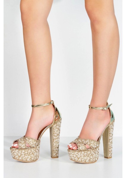 Rose Ayna Full İnci Taşlı Çapraz Model Klasik Topuklu Platformlu Kadın Abiye Ayakkabı Kadın Topuklu fiyatları