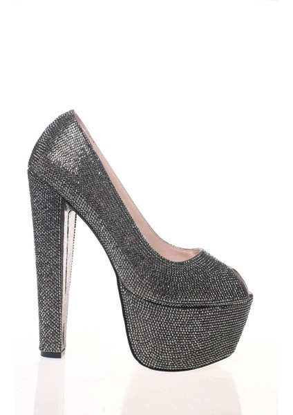 Kadın Gümüş Full Taş Yüksek Topuk Abiye Ayakkabı Kadın Topuklu Şık Gece Ayakkabısı modelleri
