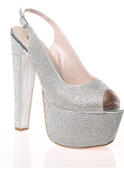 Kadın Gold Full Taş Yüksek Topuk Abiye Ayakkabı Kadın Topuklu Şık Gece Ayakkabısı