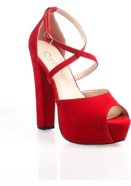 Kadın Moda Şık Kırmızı Süet Topuklu Zarif Tasarım Yüksek Topuk Düğün Nişan Gece Abiye Ayakkabısı fiyatları