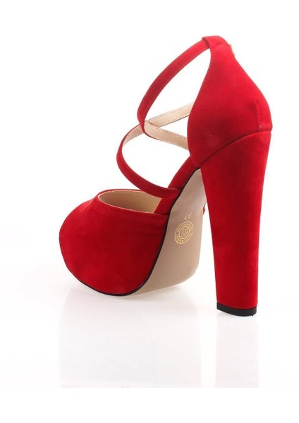 Kadın Moda Şık Kırmızı Süet Topuklu Zarif Tasarım Yüksek Topuk Düğün Nişan Gece Abiye Ayakkabısı modelleri