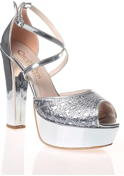 Kadın Moda Şık Gümüş Topuklu Zarif Tasarım Yüksek Topuk Düğün Nişan Gece Abiye Ayakkabısı fiyatları