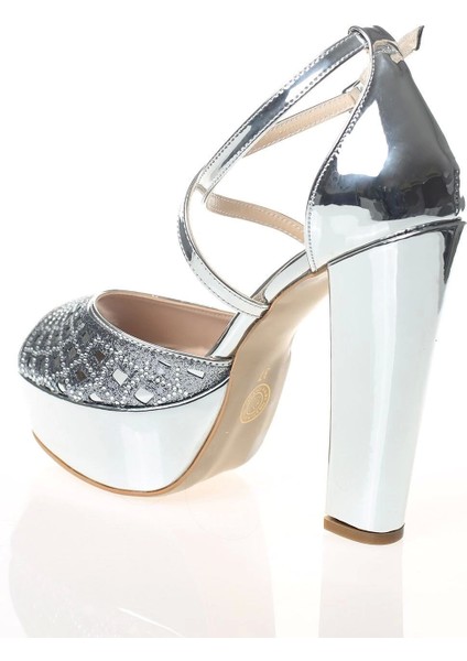 Kadın Moda Şık Gümüş Topuklu Zarif Tasarım Yüksek Topuk Düğün Nişan Gece Abiye Ayakkabısı modelleri