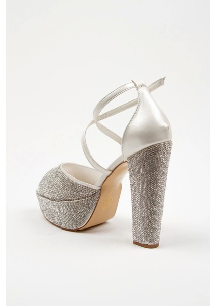 Kadın Moda Şık Gold Ayna Full Taş Yüksek Topuk Düğün Nişan Gece Abiye Ayakkabısı modelleri