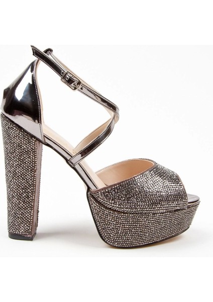 Kadın Moda Şık Gold Ayna Full Taş Yüksek Topuk Düğün Nişan Gece Abiye Ayakkabısı fırsatları