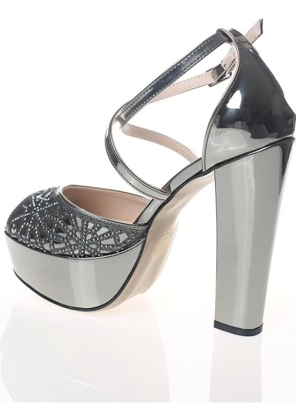 Kadın Moda Şık Gold Ayna Yüz Kristal Lazer Topuklu Düğün Nişan Gece Abiye Ayakkabısı modelleri