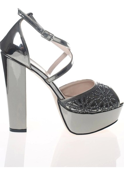 Kadın Moda Şık Gold Ayna Yüz Kristal Lazer Topuklu Düğün Nişan Gece Abiye Ayakkabısı fırsatları