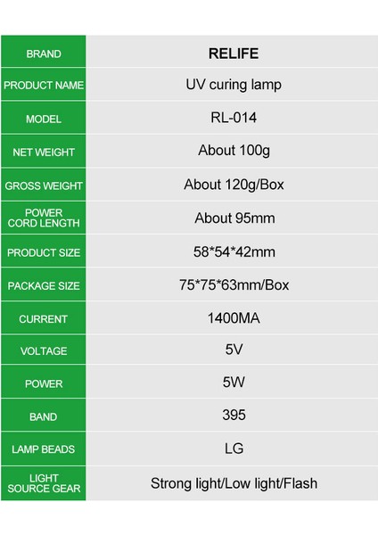 Ultraviyole Mor Işık Uv Jel Boya Reçine Tutkal Kurutucu RL-014