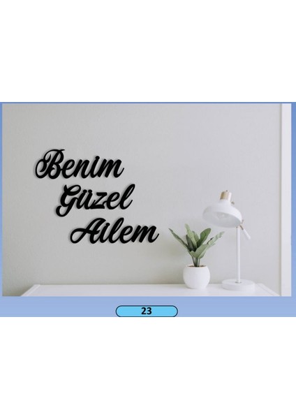 Dekoratif Mdf Lazer Kesim 3 Parça Benim Güzel Ailem Sembollü Tasarım Tablo
