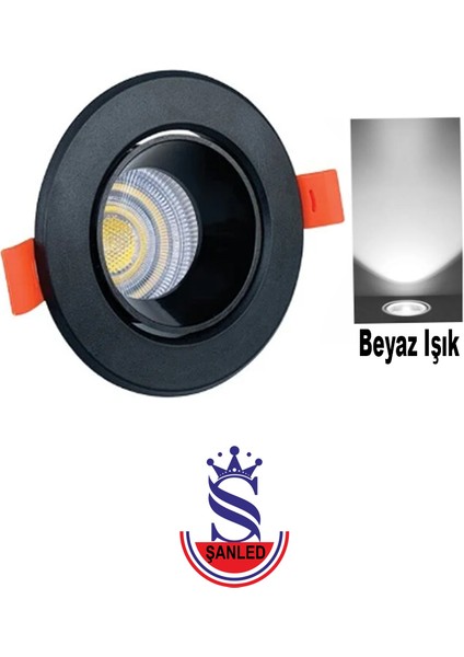 7W Sıva Altı Oynar Başlık GU10 Siyah Kasa Beyaz Işık LED Spot Lamba-8 Adet fiyatları