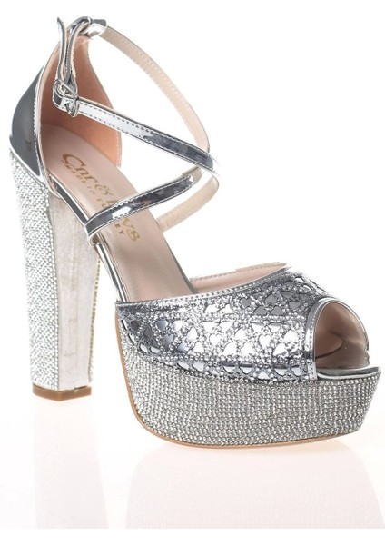 Kadın Moda Şık Gold Ayna Yüz Lazer Ökçe Poli Taş Topuklu Düğün Nişan Gece Abiye Ayakkabısı fiyatları