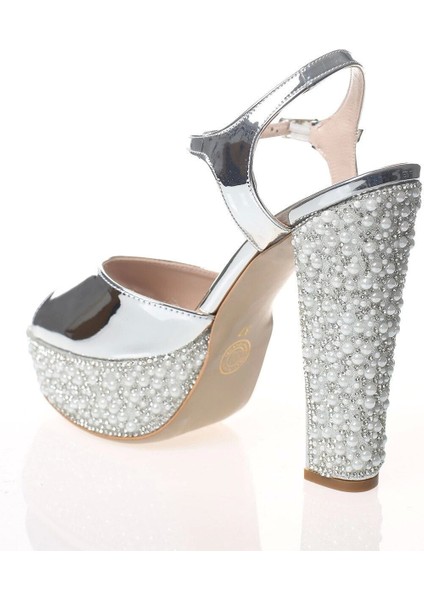 Kadın Moda Şık Altın Ayna Ökçe Poli Inci Topuklu Zarif Tasarım Düğün Nişan Gece Abiye Ayakkabısı modelleri