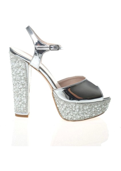 Kadın Moda Şık Altın Ayna Ökçe Poli Inci Topuklu Zarif Tasarım Düğün Nişan Gece Abiye Ayakkabısı fırsatları