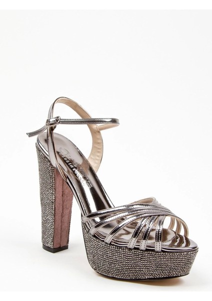 Kadın Moda Şık Gümüş Ayna Çapraz Ökçe Poli Taş Düğün Nişan Gece Abiye Ayakkabısı fiyatları