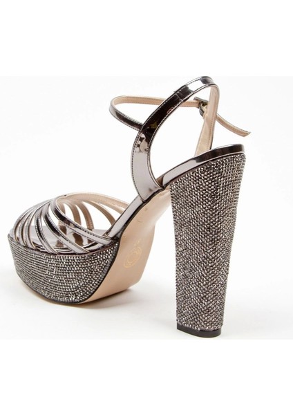 Kadın Moda Şık Gümüş Ayna Çapraz Ökçe Poli Taş Düğün Nişan Gece Abiye Ayakkabısı modelleri