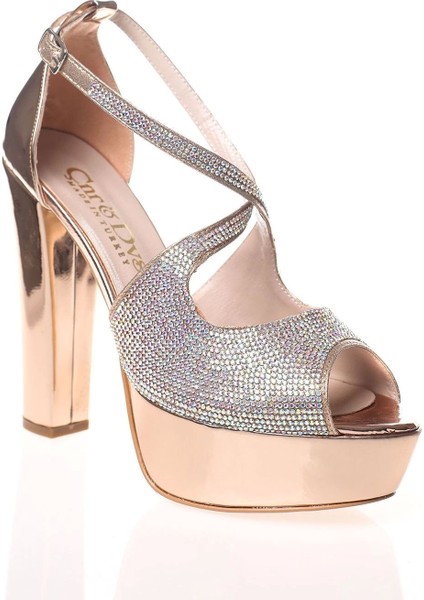 Kadın Moda Şık Gold Ayna Yüz Taş Topuklu Zarif Tasarım Düğün Nişan Gece Abiye Ayakkabısı fiyatları