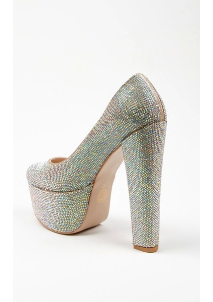 Kadın Moda Şık Gold Janjan Full Taş Düğün Nişan Gece Abiye Ayakkabısı modelleri