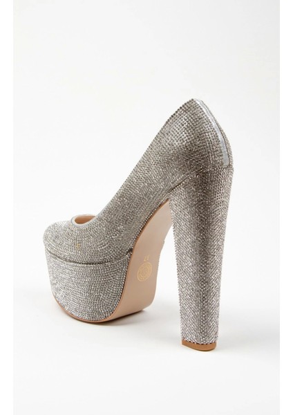 Kadın Moda Şık Gold Janjan Full Taş Düğün Nişan Gece Abiye Ayakkabısı modelleri