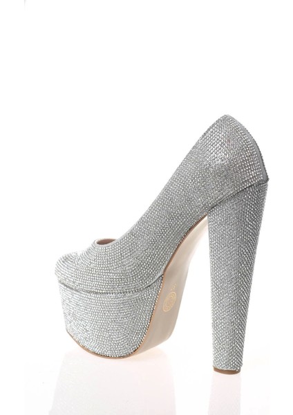 Kadın Moda Şık Gold Full Taş Yüksek Topuk Topuklu Düğün Nişan Gece Abiye Ayakkabısı modelleri