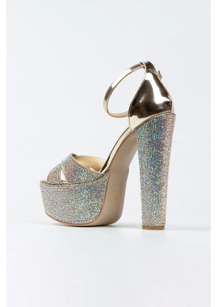 Kadın Moda Şık Ayna Janjan Taşlı Çapraz Klasik Topuklu Platformlu Düğün Nişan Gece Abiye Ayakkabısı modelleri