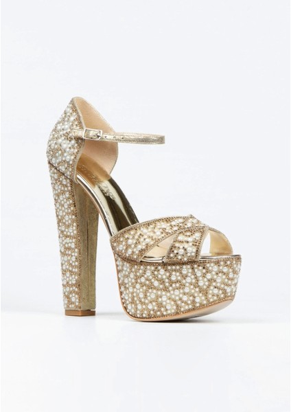 Kadın Moda Şık Sultan Inci Taşlı Çapraz Klasik Topuklu Platformlu Düğün Nişan Gece Abiye Ayakkabısı fiyatları