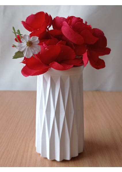 Minimalist Zikzak Desenli Beton Vazo 10 cm