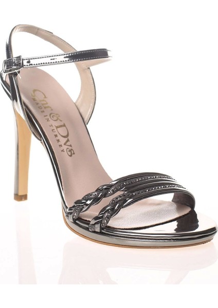 Kadın Platin Ayna Örgü Taş Abiye Ayakkabı Kadın Topuklu Şık Gece Ayakkabısı Zarif Tasarım