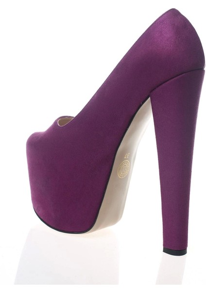 Kadın Moda Şık Fuşya Süet Yüksek Topuk Topuklu Zarif Tasarım Düğün Nişan Gece Abiye Ayakkabısı modelleri