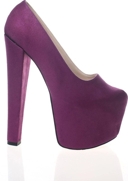 Kadın Moda Şık Fuşya Süet Yüksek Topuk Topuklu Zarif Tasarım Düğün Nişan Gece Abiye Ayakkabısı fırsatları