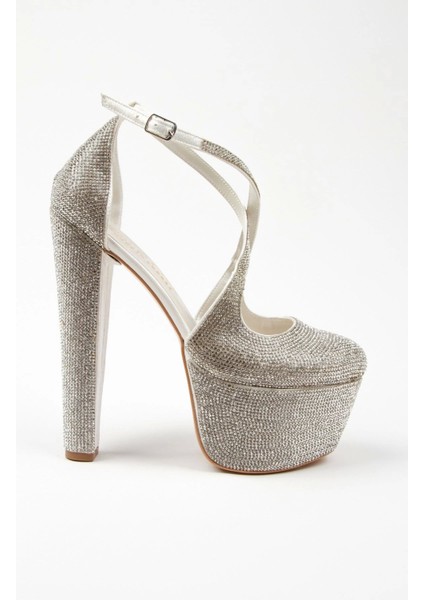 Kadın Moda Şık Gold Janjan Full Taş Düğün Nişan Gece Abiye Ayakkabısı fırsatları