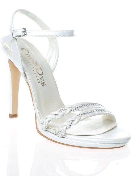 Kadın Platin Ayna Örgü Taş Abiye Ayakkabı Kadın Topuklu Şık Gece Ayakkabısı Zarif Tasarım