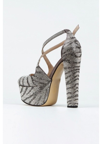 Kadın Sultan Çift Renk Taşlı Klasik Topuklu Platformlu Topuklu Düğün Nişan Gece Abiye Ayakkabısı modelleri