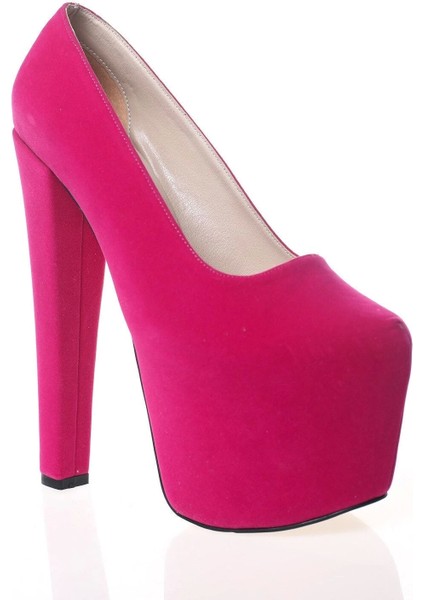 Kadın Moda Şık Fuşya Süet Yüksek Topuk Topuklu Zarif Tasarım Düğün Nişan Gece Abiye Ayakkabısı fiyatları