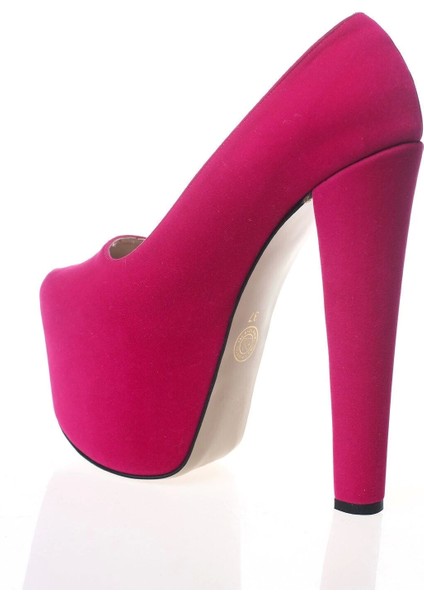 Kadın Moda Şık Fuşya Süet Yüksek Topuk Topuklu Zarif Tasarım Düğün Nişan Gece Abiye Ayakkabısı modelleri