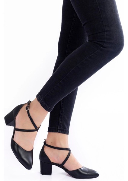 Kadın Moda Şık Siyah Topuklu Ayakkabı Topuklu Zarif Tasarım Düğün Nişan Gece Abiye Ayakkabısı